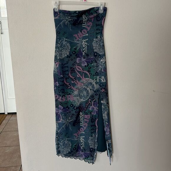 NWOT Urban Outfitters Floral Mesh Strapless Tube MIDI Dress - Picture 2 of 8